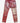 Metallic red and silver jeans with front pockets and PURPLE brand tag on white background
