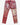 Metallic red and silver jeans with front pockets and PURPLE brand tag on white background